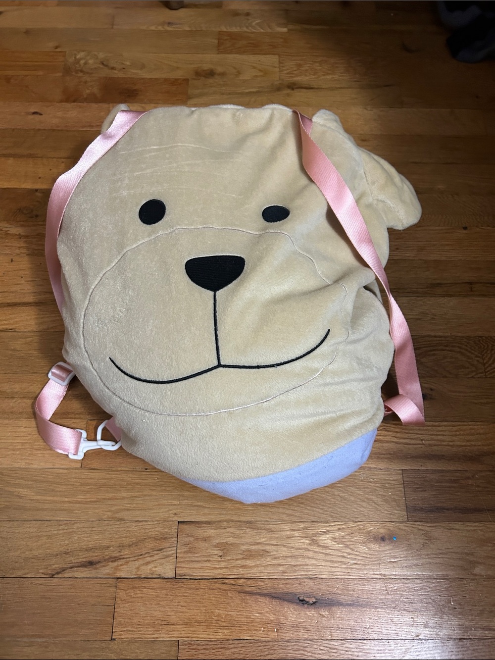 Vintage Plush 1990’s American Girl Bear Hide Away Sleeping Bag - Pink Straps